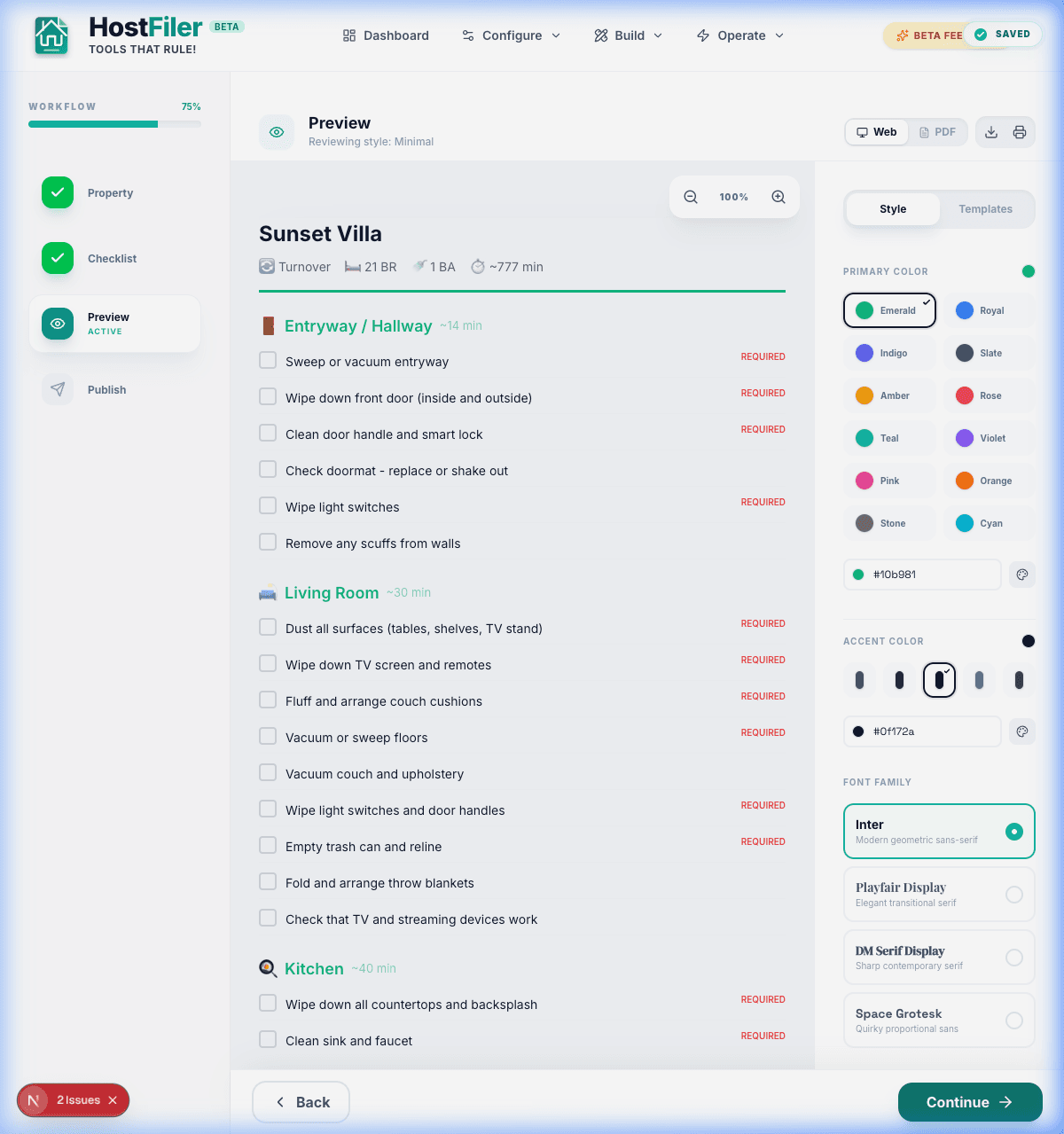 Room-by-room checklists your cleaners can access from any device