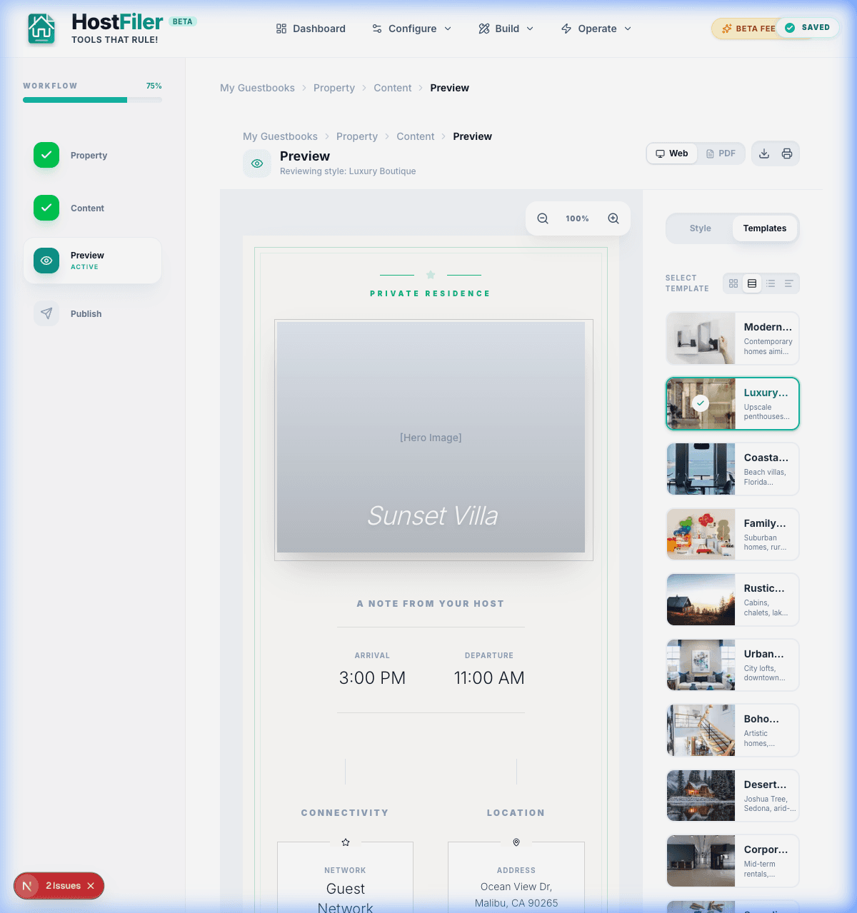 A polished digital welcome guide your guests pull up on their phones
